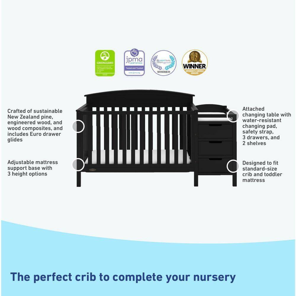Black Pine 4-in-1 Convertible Crib and Changer