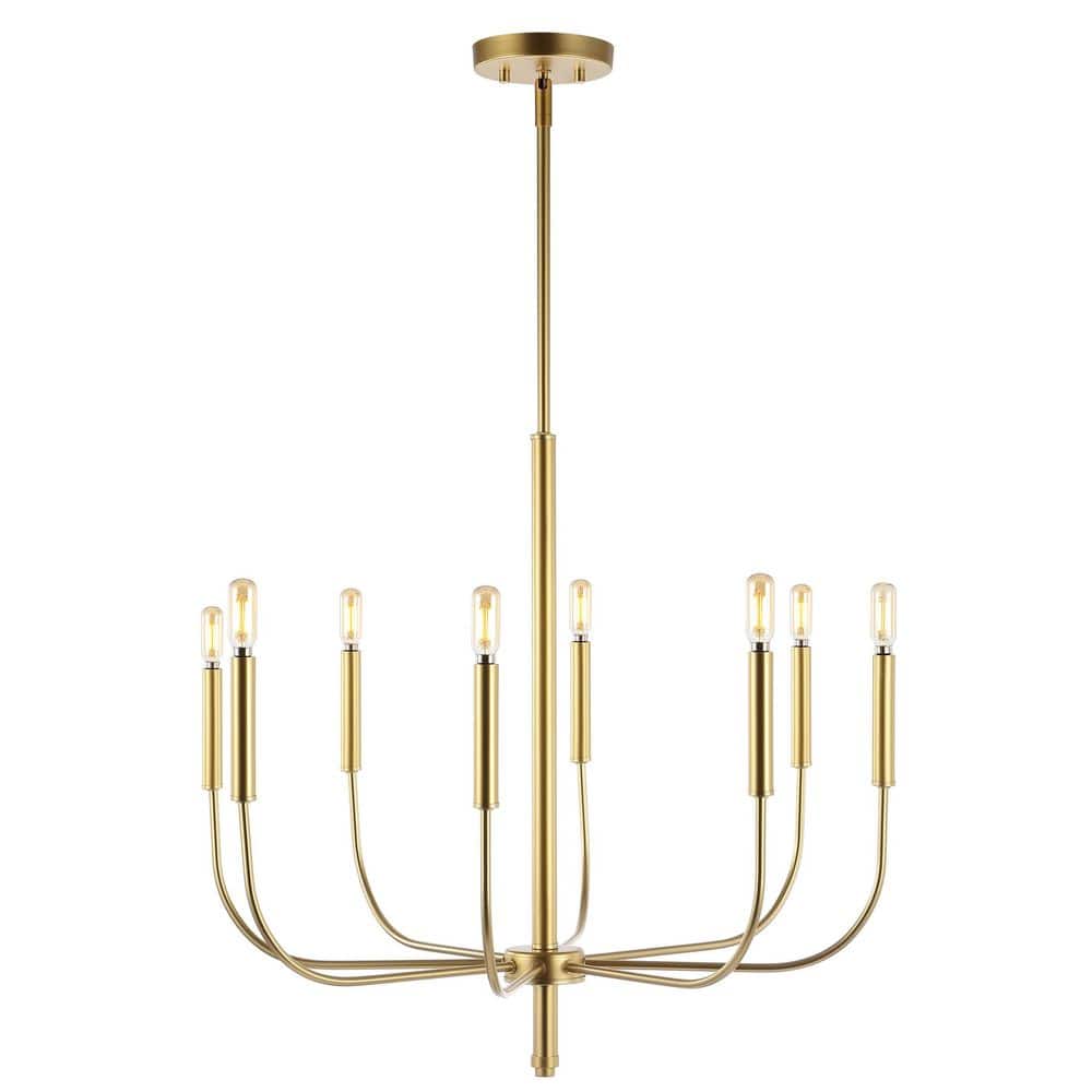 Amoros Mid-Century Transitional 27.25" Gold Satin Antler LED Chandelier