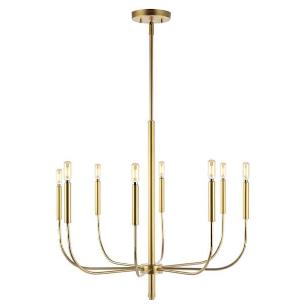 Amoros 27.25 in. 8-Light Modern Mid-Century Iron LED Chandelier, Gold Painting