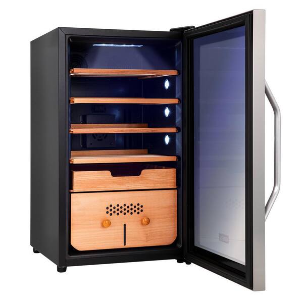 ikke Isbjørn Integral Schmecke 17 in. 400-Piece Cigar Cooler Humidor with Spanish Cedar Wood  Shelves with Built in Digital Hygrometer Chiller SHMCCH4000SSWH - The Home  Depot