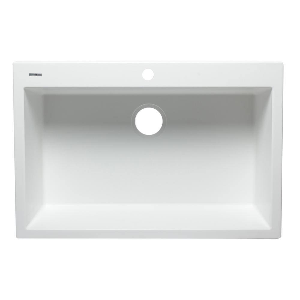 33'' White Granite Single Bowl Drop-In Kitchen Sink