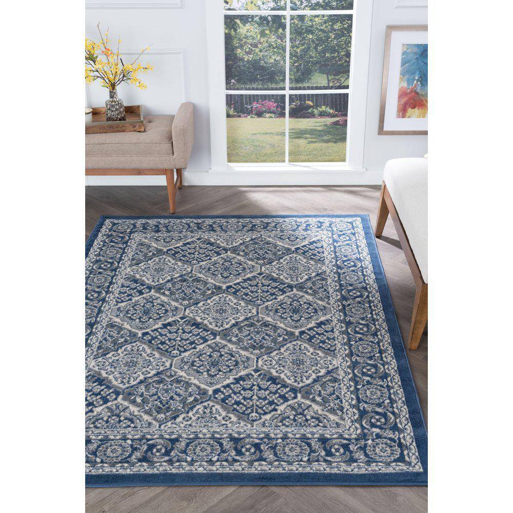 Hampton 4' x 6' Navy Synthetic Rectangular Area Rug