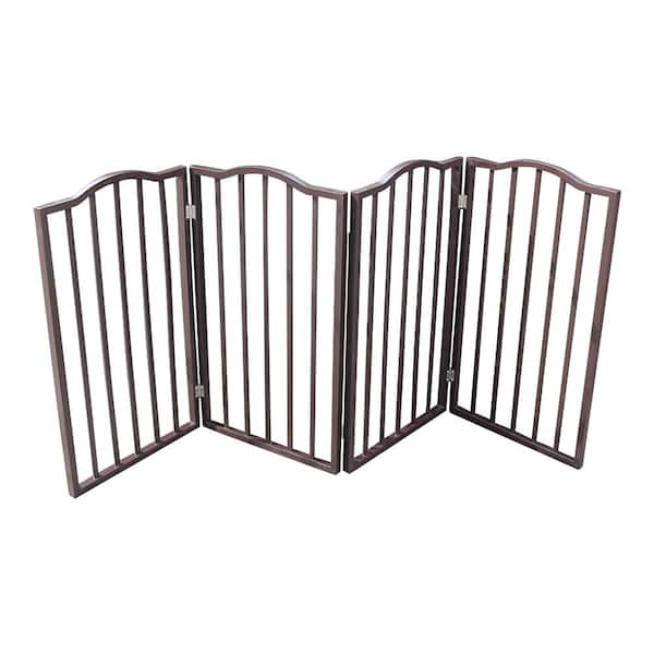 Foobrues Pet Gate - Dog Gate for Doorways, Stairs or House - Freestanding, Folding Brown, Arc Wooden in Dark Brown