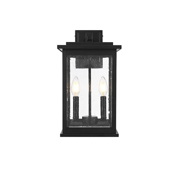 16 in. Black Outdoor Hardwired Wall Sconce with No Bulbs Included