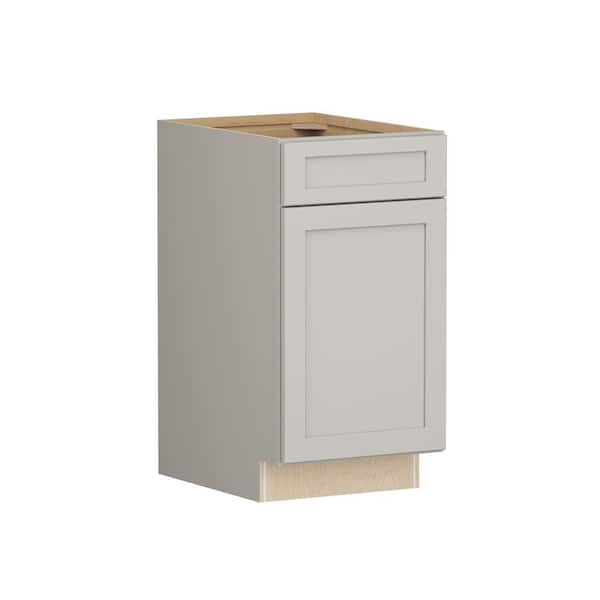 Shaker Full Overlay 18 in. W. x 24 in. D x 34.5 in. H Plywood Assembled Base Kitchen Cabinet in Stone Gray