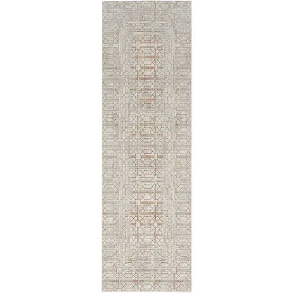 Nourison Desire Ivory Beige 2 ft. x 8 ft. Abstract Contemporary Runner Area Rug