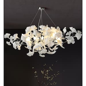 10 Light Silver Chandelier, Luxury Ginkgo Branch Chandelier for Living Room, Dining Room, Foyer, Kitchen Island-L59 in.