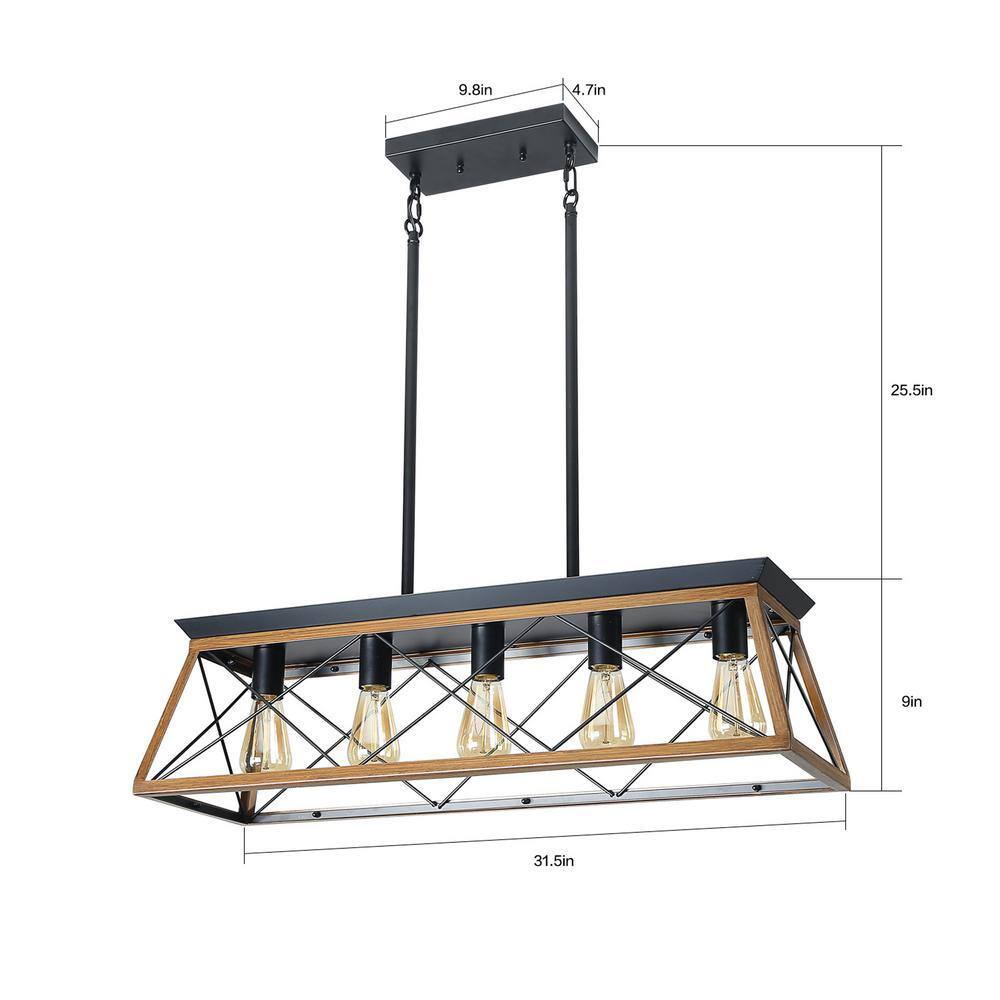 Black and Brown Metal Rectangle Island Chandelier