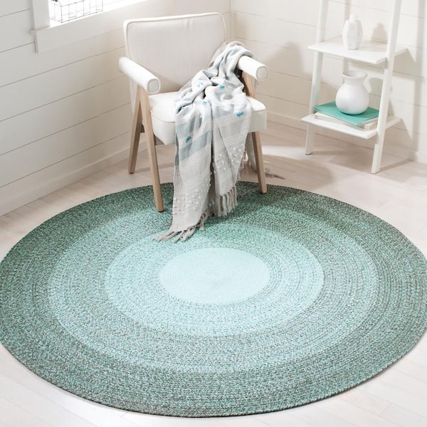 Cape Cod Green 7 ft. x 7 ft. Solid Color Border Round Area Rug