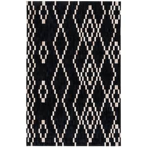 Studio Leather Black Beige Doormat 3 ft. x 5 ft. Geometric Area Rug