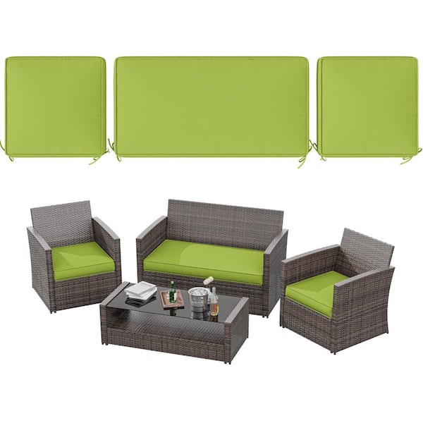 36 in. x 18 in. (3-Piece) Outdoor Patio Replacement Seat Cushions Fit for Loveseat Lounge Chair Furniture Grass Green