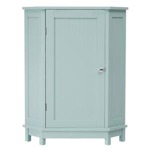 17.5 in. W x 17.5 in. D x 31.4 in. H Green Linen Cabinet Triangle Corner Storage Cabinet with Adjustable Shelf
