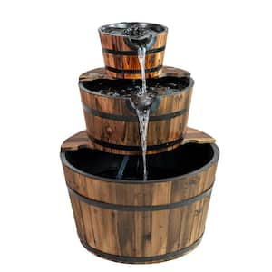 Wood 3-Tiered Cascading Washtub Fountain