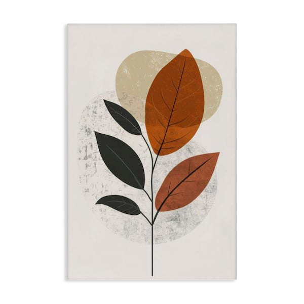 Stupell Industries Autumnal Neutral Leaves by LSR Design Studio Unframed Nature Graphic Art Print 24 in. x 16 in.