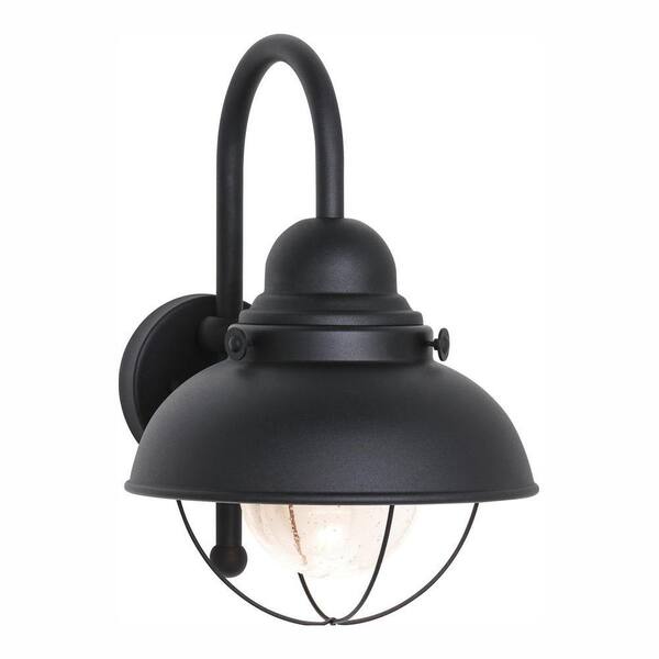 Generation Lighting Sebring Black Outdoor 15.75 in. Industrial Nautical Integrated LED Wall Lantern Sconce