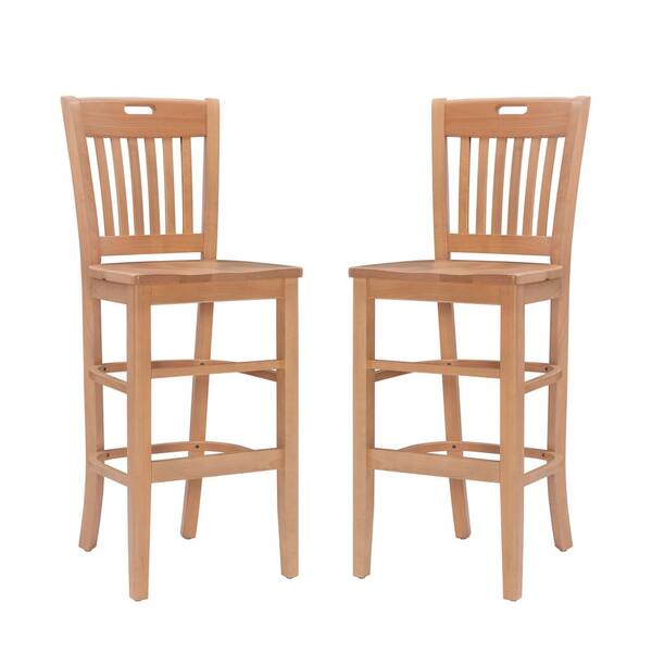 Linon Home Decor Brouthers Natural Barstool with wood Seat (2 Pk)