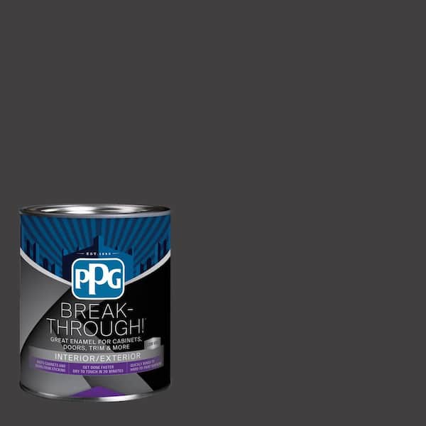 Break-Through! 1 qt. PPG1001-7 Black Magic Semi-Gloss Door, Trim & Cabinet Paint