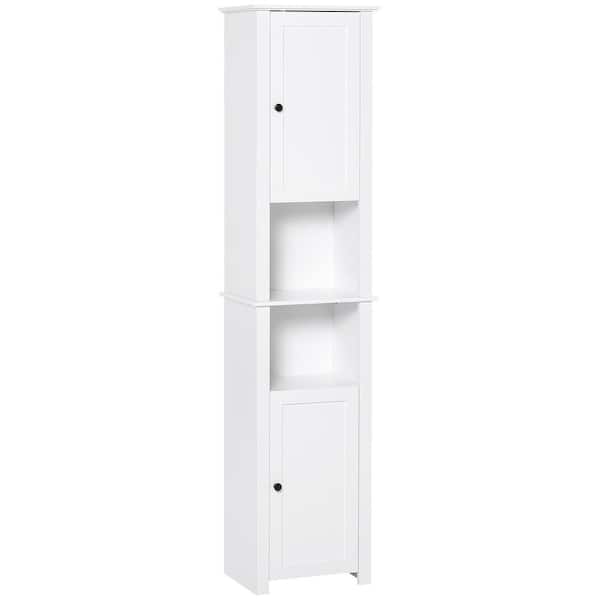15.75 in. W x 11.75 in. D x 67 in. H White MDF Freestanding Linen Cabinet with 2-Tier Shelf