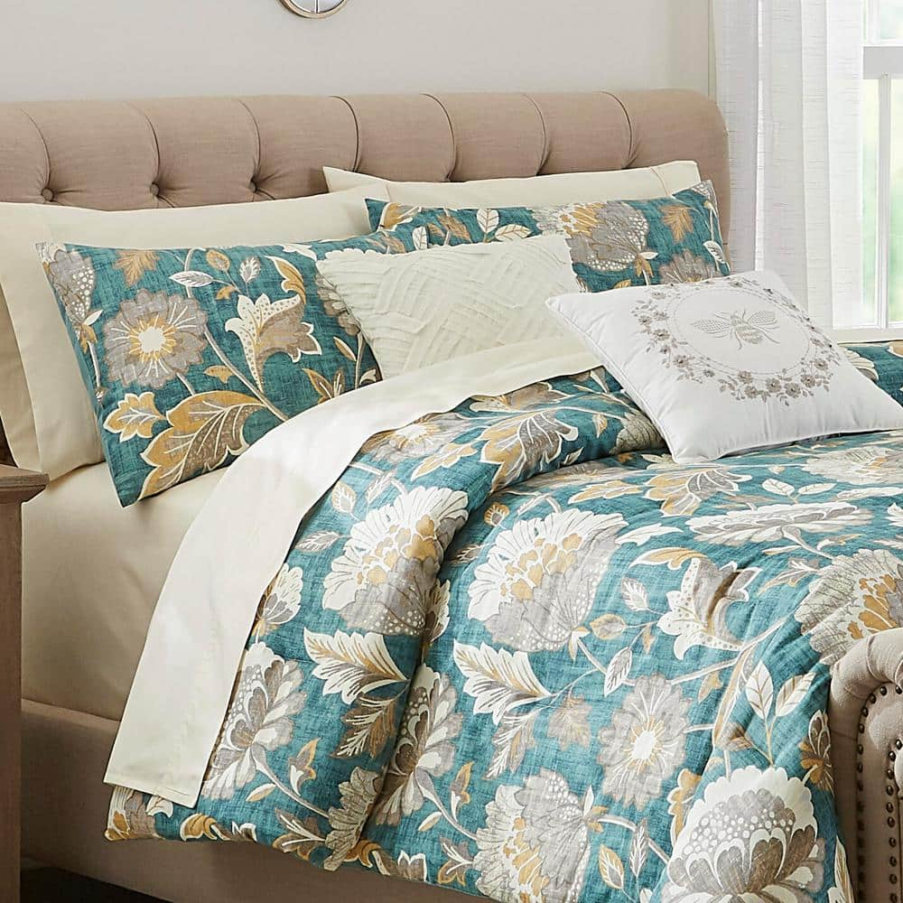 Home Decorators Collection Larkspur 5-Piece Charleston Teal Cotton King ...