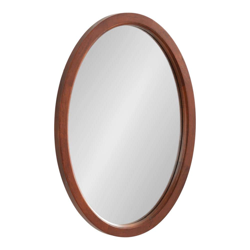 Hogan 18" x 24" Walnut Oval Wood Framed Wall Mirror