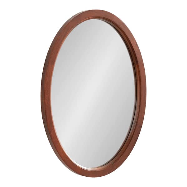 Kate and Laurel Hogan 18 in. W. x 24 in. H Wood Walnut Brown Oval Farmhouse Framed Decorative Wall Mirror