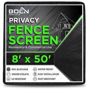 8 ft. X 50 ft. Black Privacy Fence Screen Netting Mesh with Reinforced Eyelets for Chain link Garden Fence