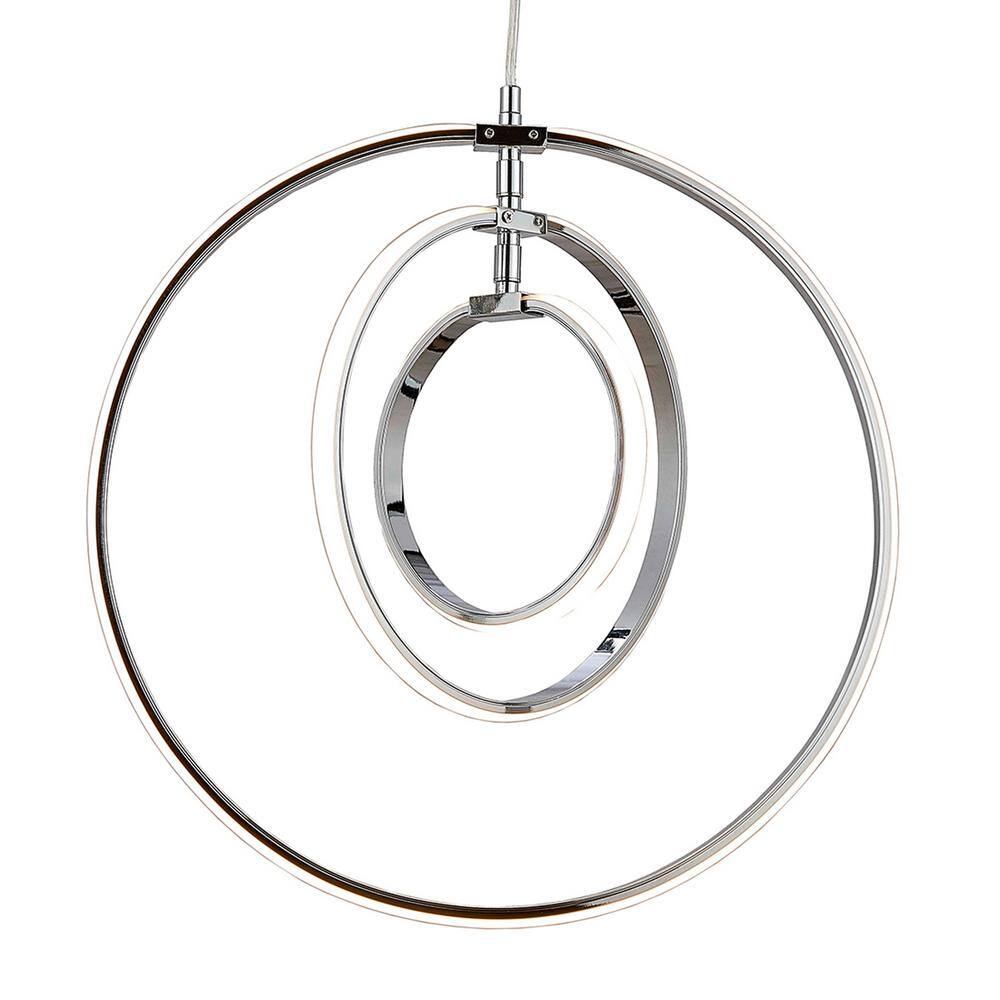 Modern Chrome LED Circular Pendant Light for Indoor/Outdoor Use