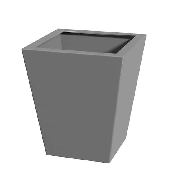Mason 18 in. H Outdoor Patio and Indoor Tapered Metal Planter with Drainage Hole and Rubber Plug, Grey