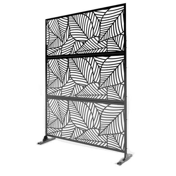 Outdoor Black Laser Cut Metal Privacy Screen 3 Panels D0102HPKM4G - The ...