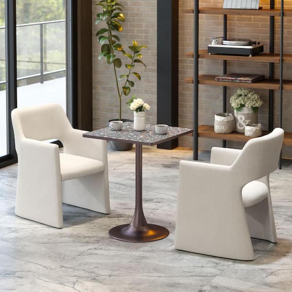 Spot 23.8 in. Square Black MDF Wood Top with Steel Frame Dining Table (Seats 2)