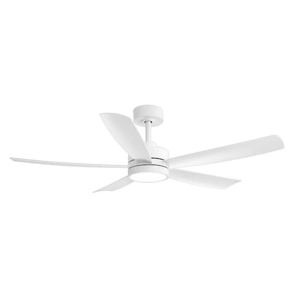 Breezary Blaine 52 In Integrated Led Indoor White Ceiling Fan With Light And Remote Control