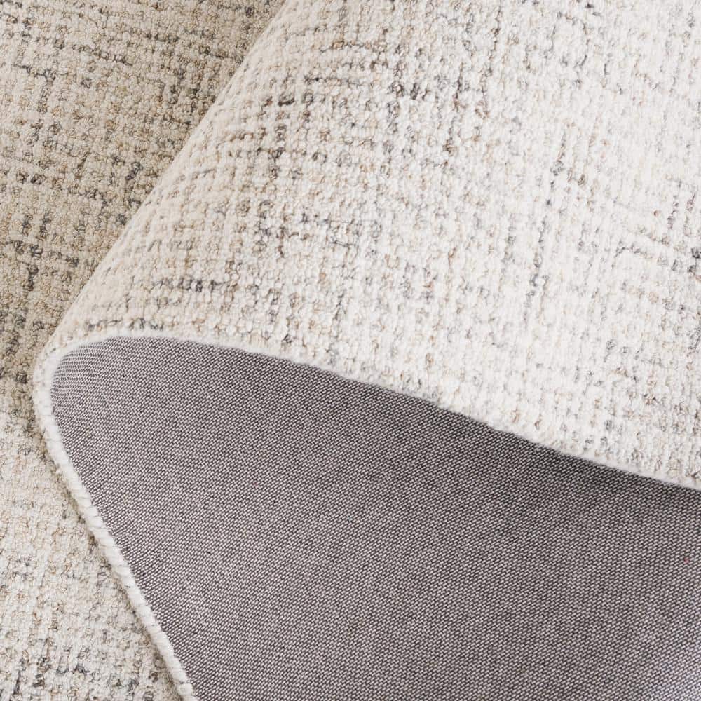 Light Grey Ivory Hand Tufted Wool Area Rug 5' x 8'