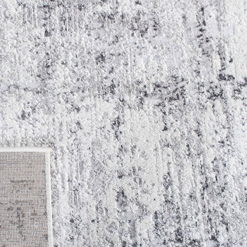 Ivory and Grey Abstract Hand-knotted Runner Rug
