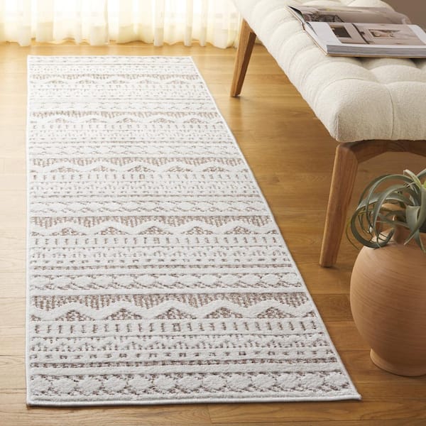 Alamo 2 ft. x 8 ft.Taupe/Ivory Geometric Runner Rug