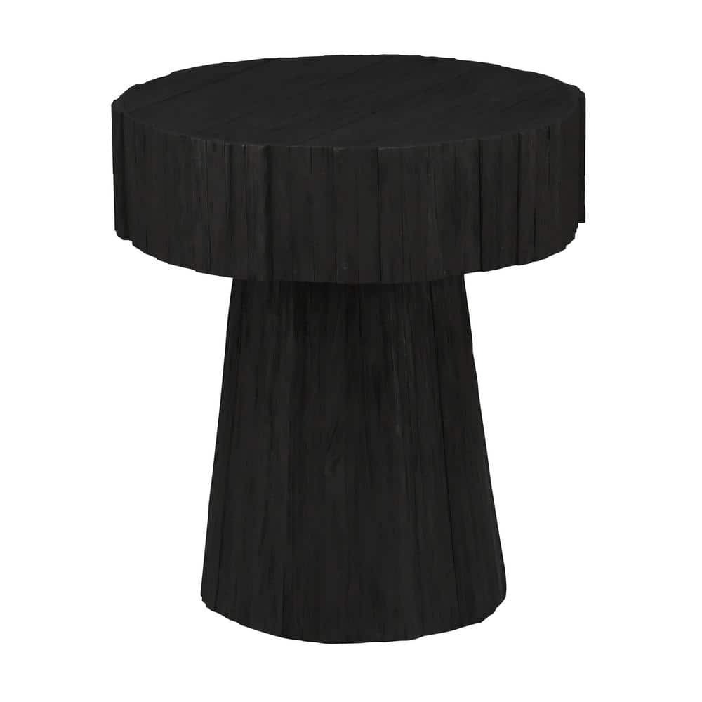 Bellingham 22 in. Shou Sugi Ban Round Wood Accent Table