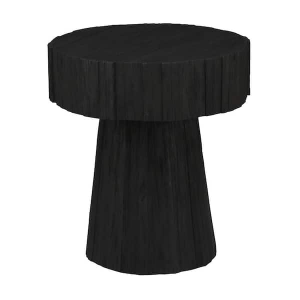 Unbranded Bellingham 22 in. Shou Sugi Ban Round Wood Accent Table