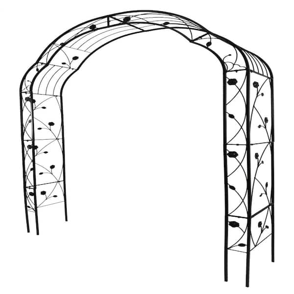 59'' W x 98.4'' H Black Metal Garden Arch Arbor Trellis Climbing Plants ...