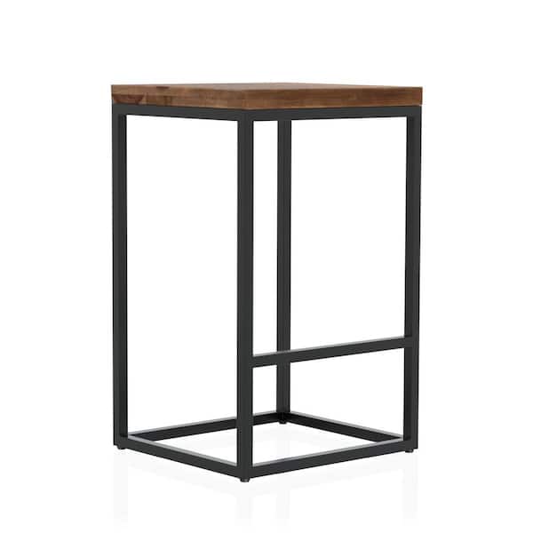 Furniture of America Homeville 25 in. Natural Tone Backless Steel Bar Stool