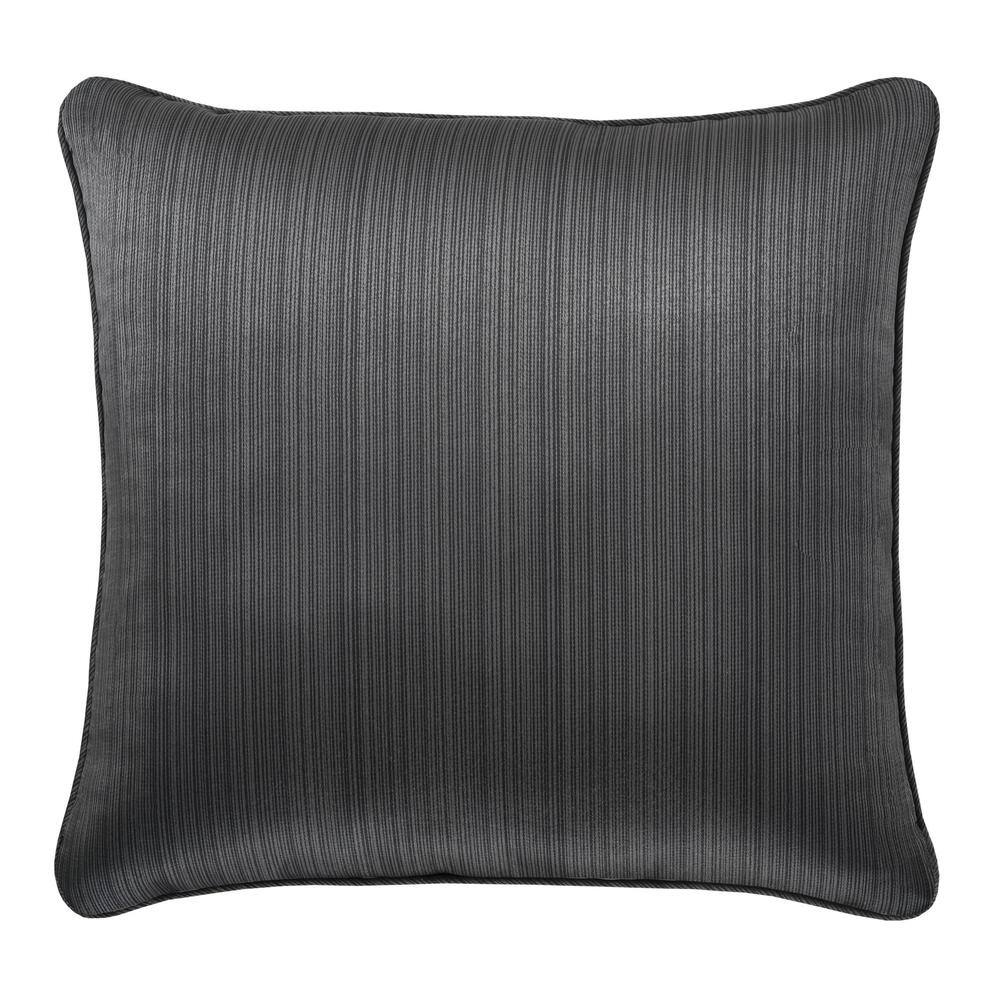 Charcoal Embroidered Satin Square Throw Pillow 18"