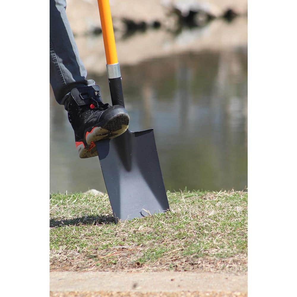 Heavy-Duty Orange Fiberglass D-Handle Steel Spade Shovel, 41 Inches