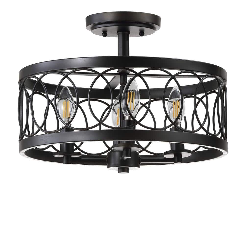 Oil Rubbed Bronze Drum Semi-Flush Mount Light