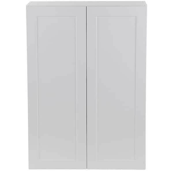 Hampton Bay Cambridge White Plywood Shaker Stock Assembled Wall Cabinet with 2 Soft Close Doors (30 in. W x 12.5 in. D x 42 in. H)