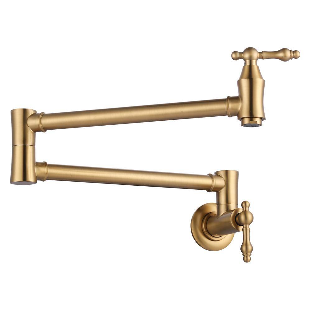 ARCORA Wall Mounted Pot Filler with Lever Handle in Brushed Gold