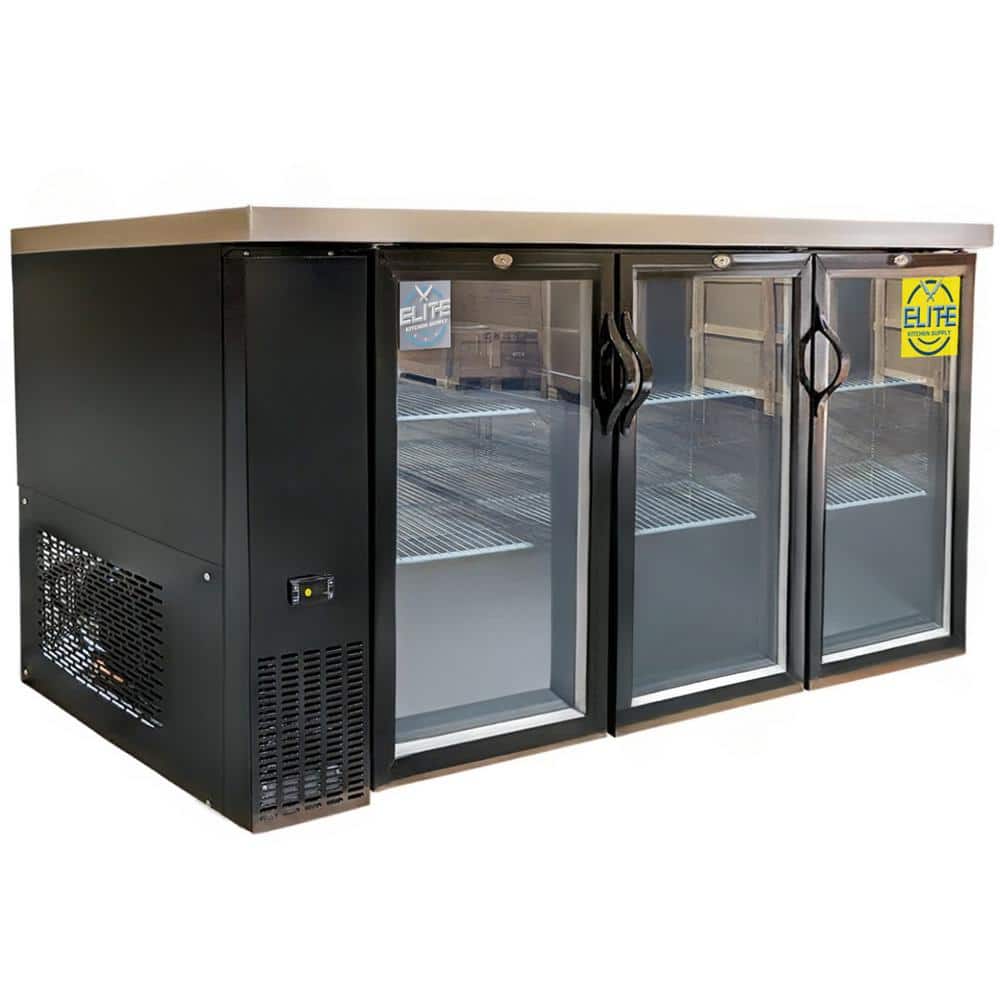 70.5 in. W 19.2 cu. ft. Commercial NSF Beer Black Glass Door Back Bar Cooler case EBB72-H2 in Black
