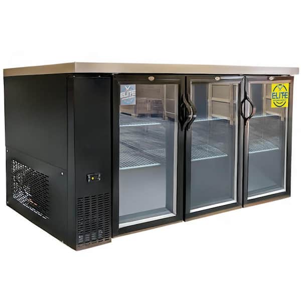 70.5 in. W 19.2 cu. ft. Commercial NSF Beer Black Glass Door Back Bar Cooler case EBB72-H2 in Black