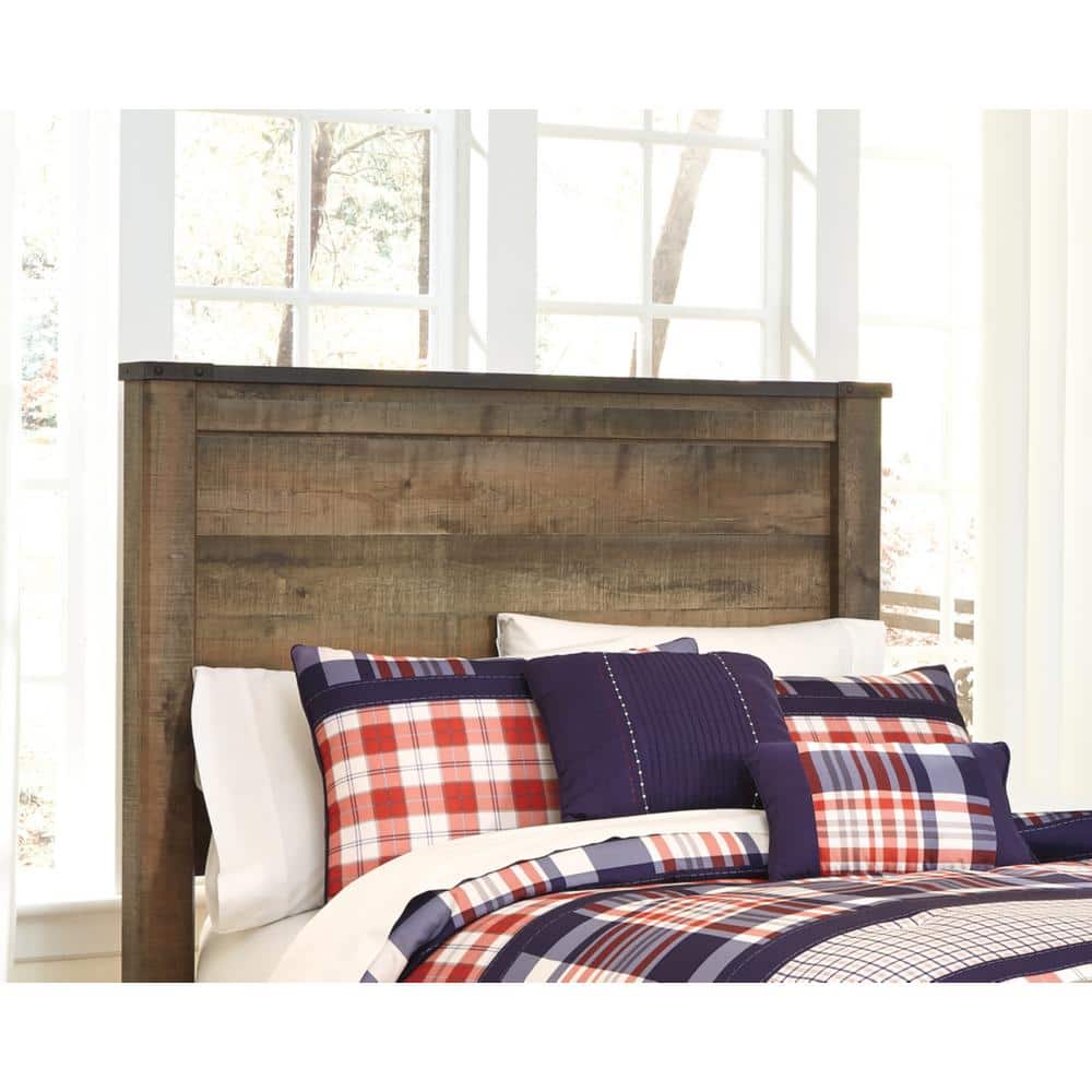 Full Brown Wood Panel Bed with Storage
