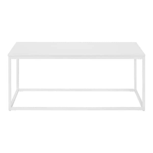 StyleWell Donnelly 42 in. White Rectangle MDF Wood Top Coffee Table