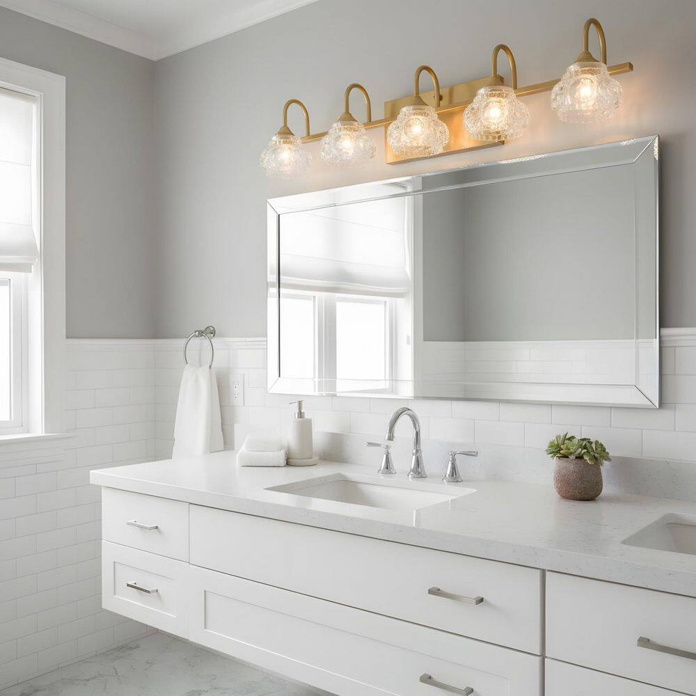 29.1 in. 5-Light Golden Bathroom Vanity Light with Elegant Clear Glass Shade price history on PriceWatchPro