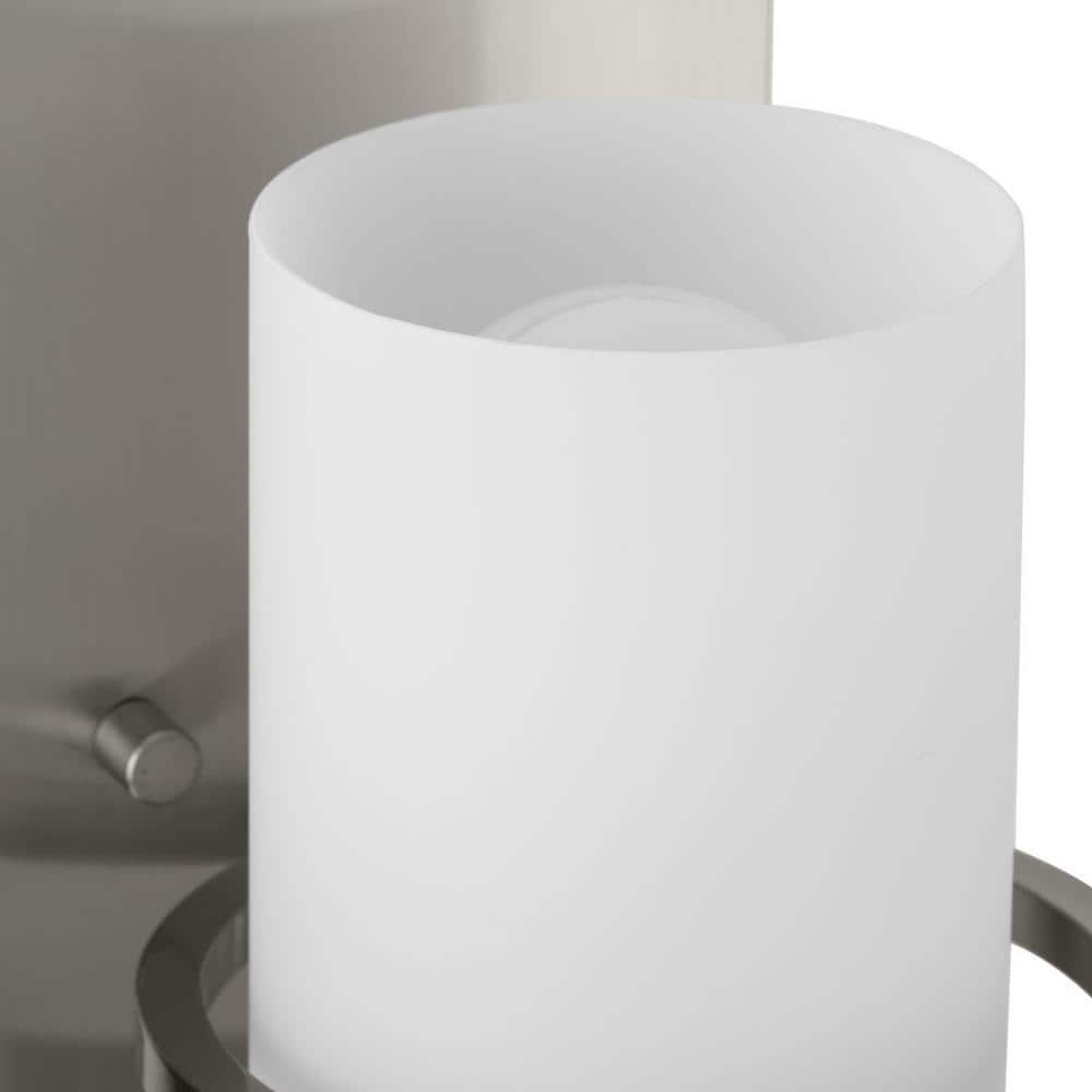 Brushed Nickel Cylinder Vanity Light with Etched Glass Shade