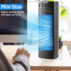 14 in. Mini Oscillating Tower Fan Electric Desk Fan with/3 Speed and Timer Black